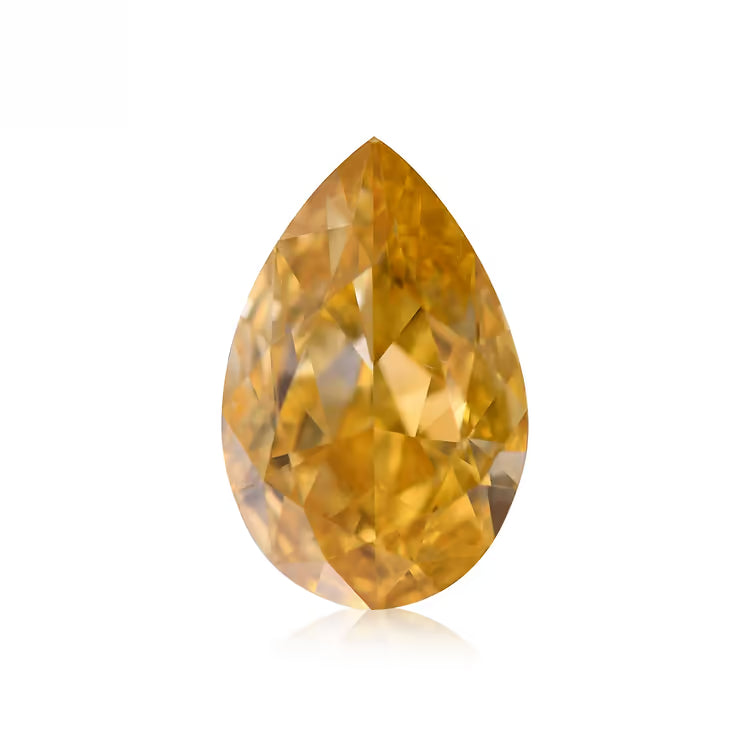 0.70 Carat Fancy Vivid Orange Yellow Pear Diamond VS2 GIA
