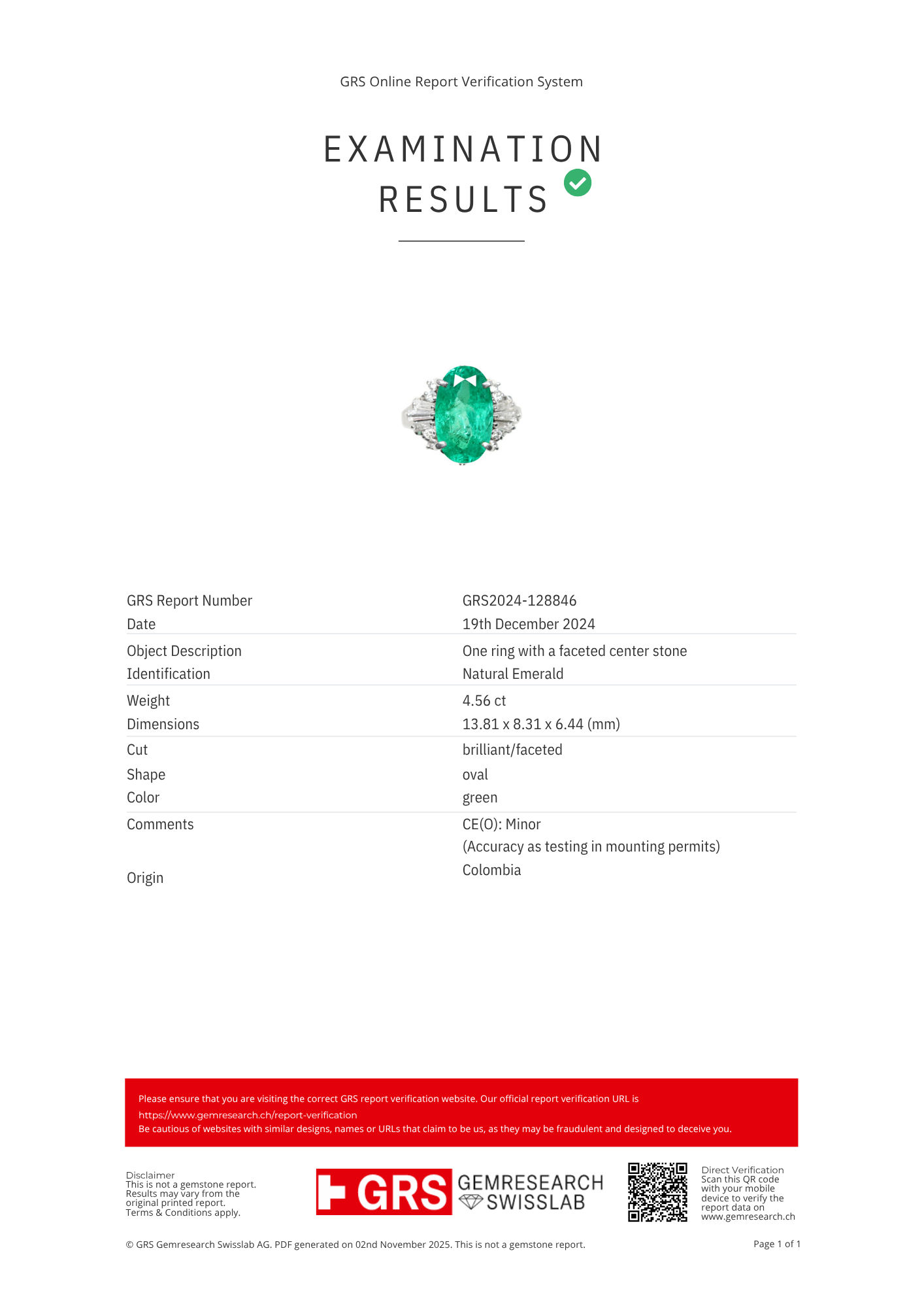 Colombian Emerald Ring 0.51 carats