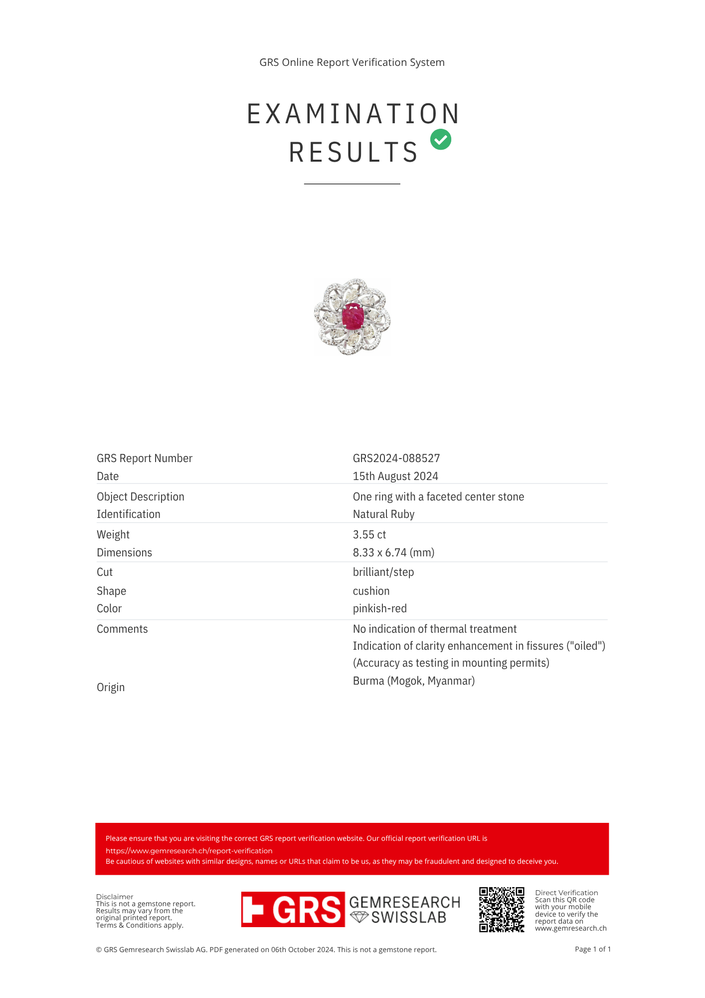 Burma Ruby Ring 2.75 carat