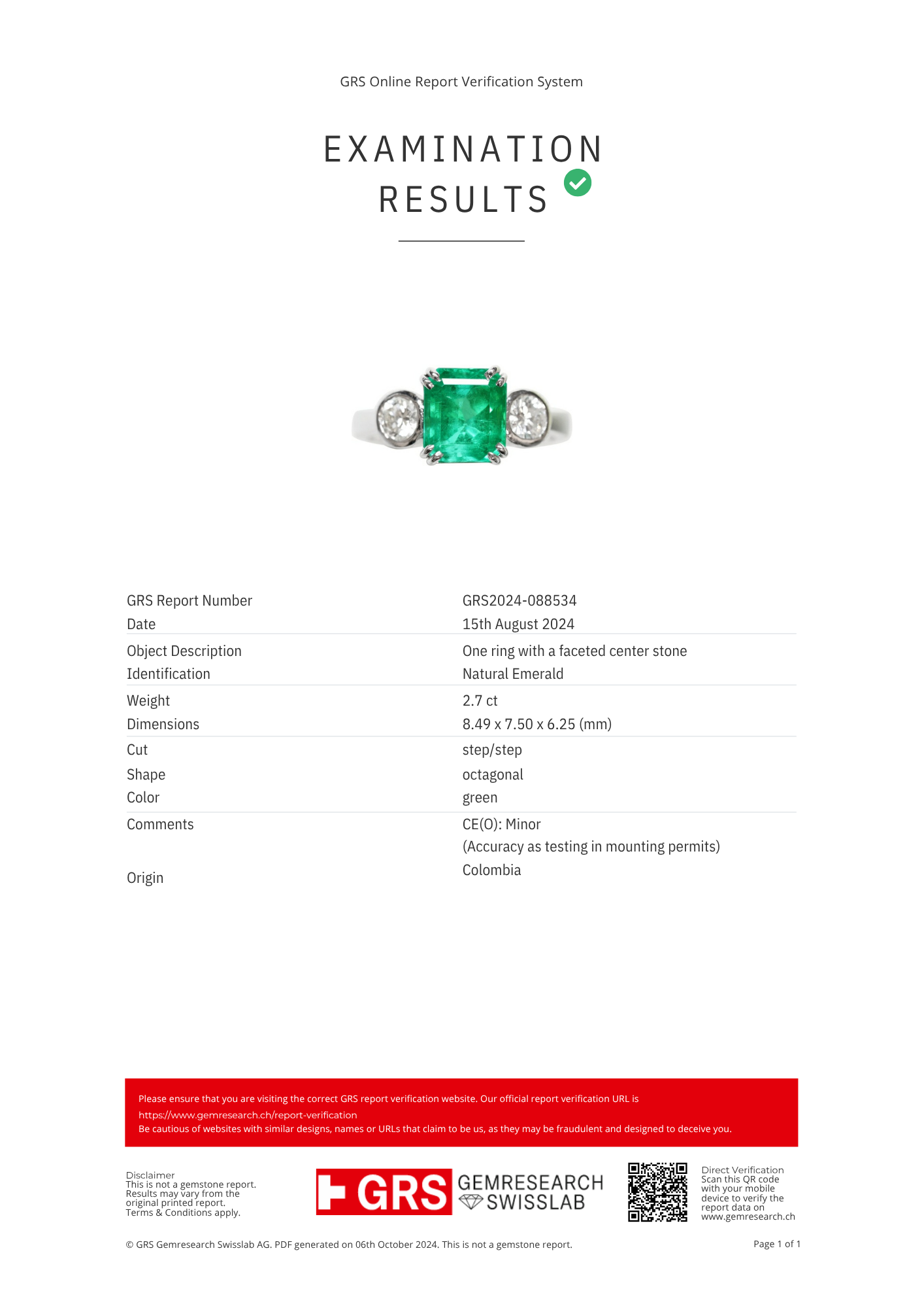 Colombian Emerald Ring 0.5 carats