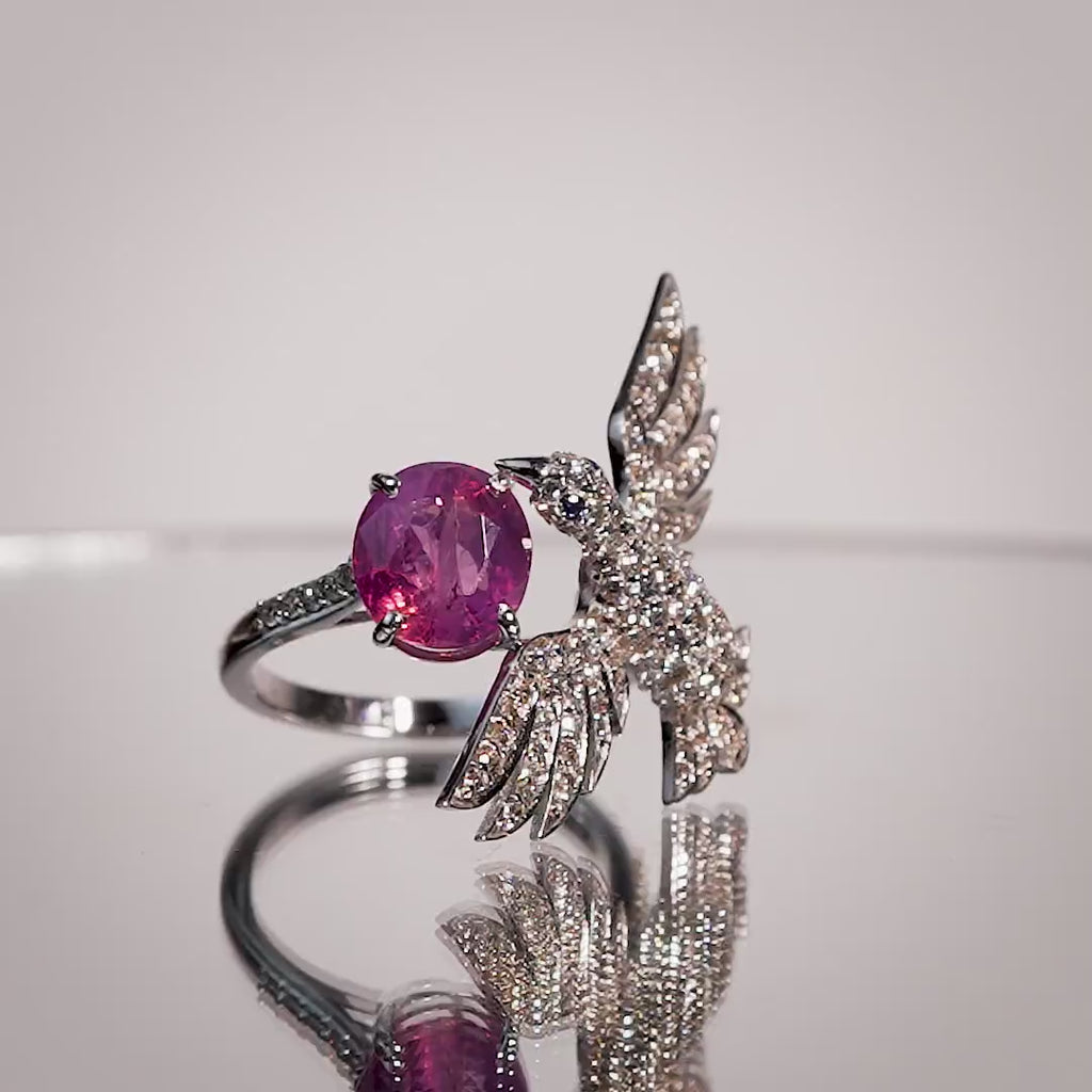 Padparscha Bird Ring  4.15 carats