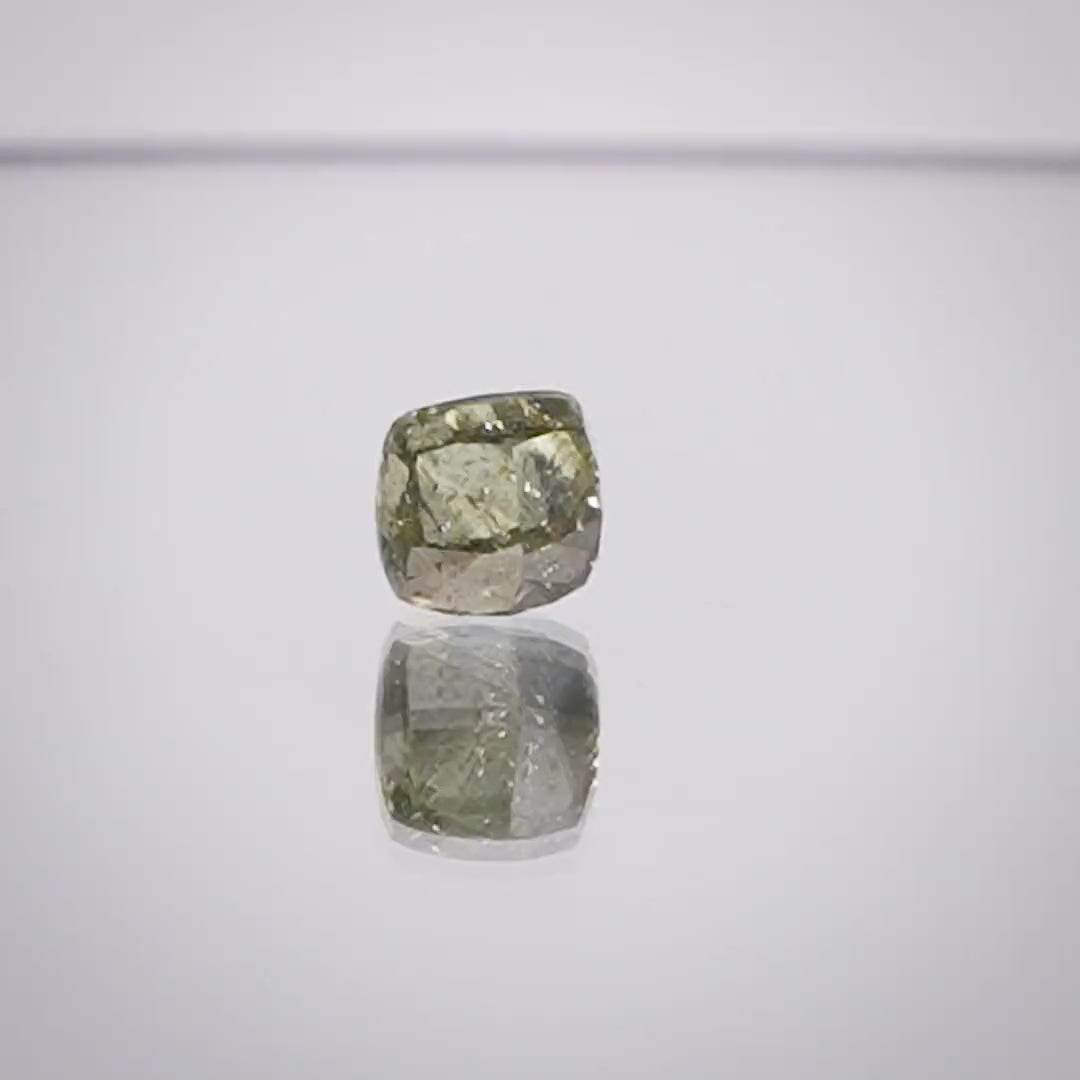 1.70 carat Fancy Green Cushion Diamond GIA